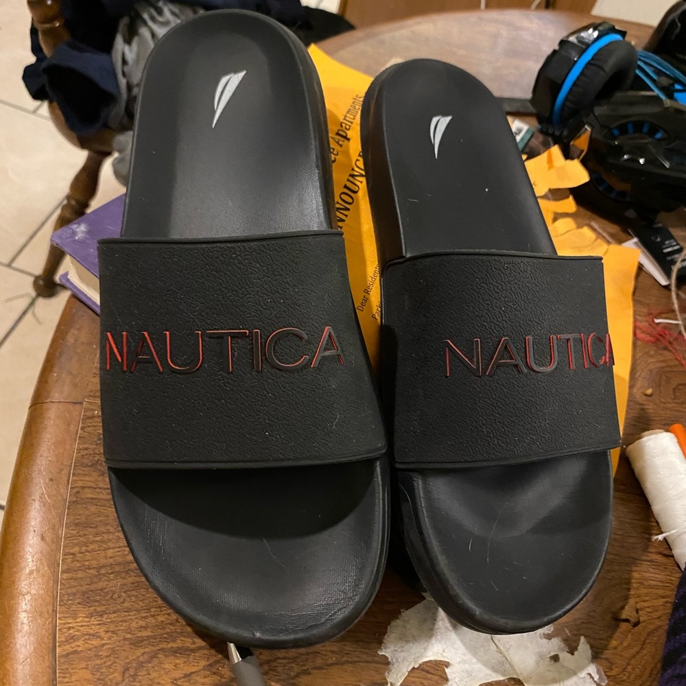 Nautica and Reebok slides